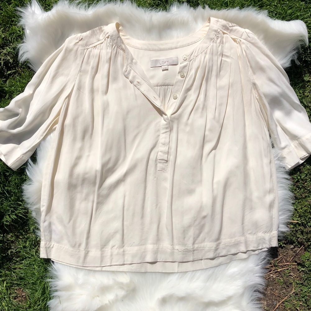 Ann Taylor LOFT 3/4 sleeve white blouse